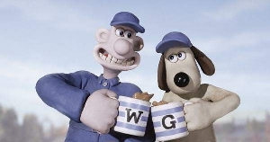 Wallace and Gromit chinking away like good'uns.