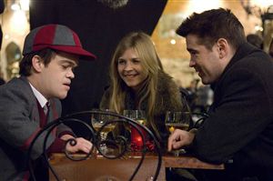 Clemence Poesy and Colin Farrell try to get Jordan Prentice to say 'Fandabidozi'.