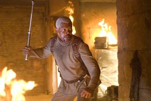 Samuel L Jackson attempts to put the fires out with a pointy stick.